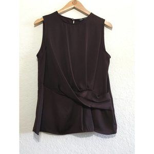 ZARA NWT Burgundy Blouse sleeveless Crew Neck Twist Front Size Small Womens